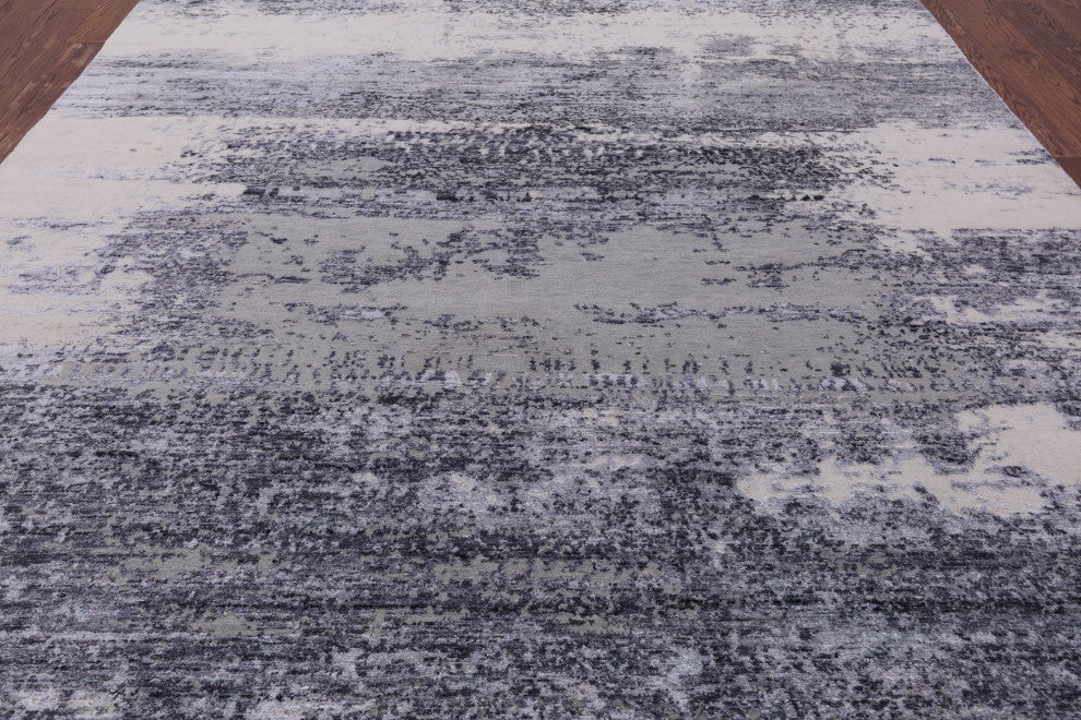 7' 10" X 10' 1" Modern Hand Knotted Wool and Silk Rug Q7216