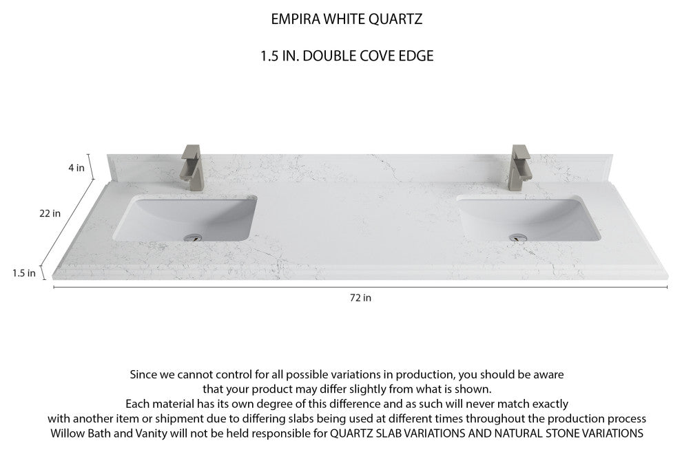 Sonoma 72 Double Sink Bath Vanity in Light Natural Teak with 1.5" Empira Quartz
