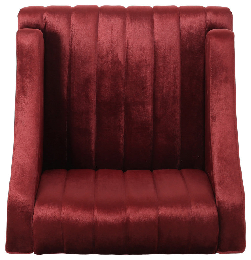 Candice Glam Velvet Club Chair, Garnet and Dark Brown