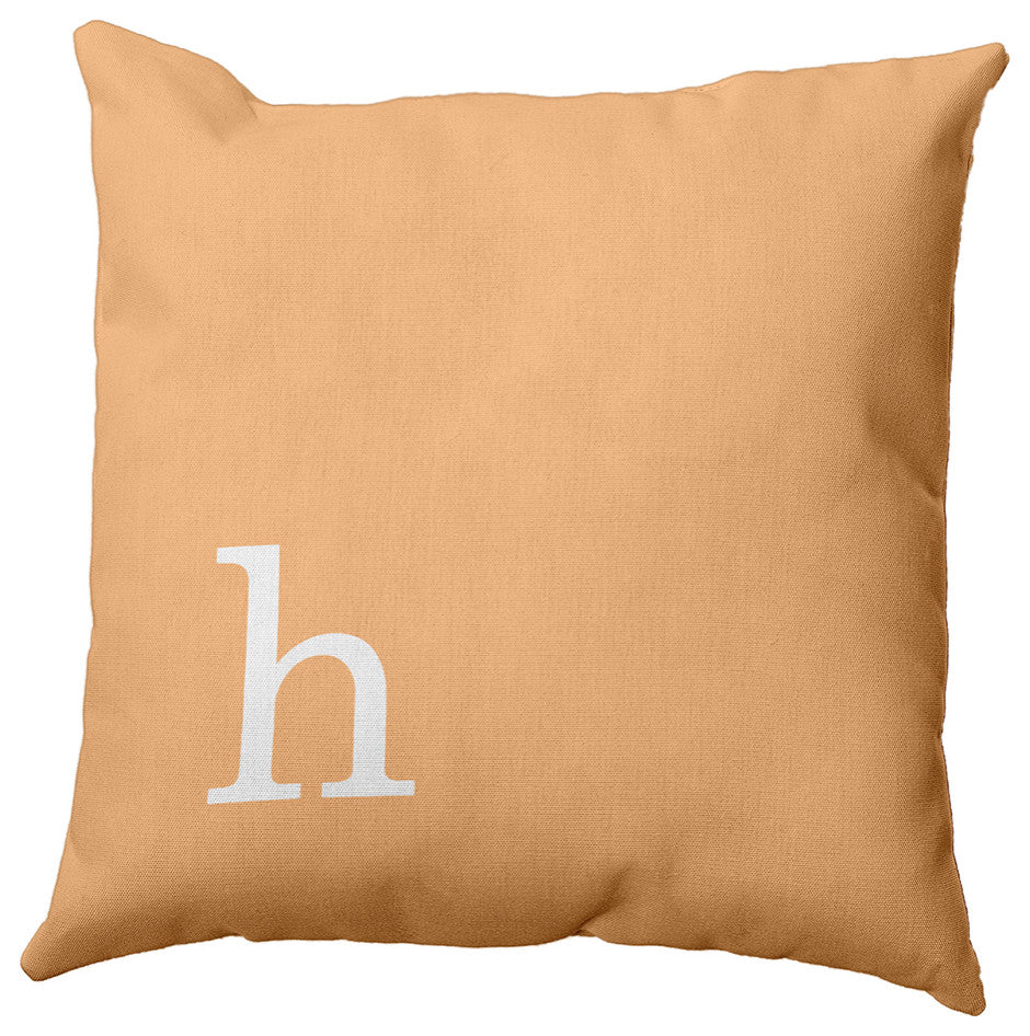 26"x26" Modern Monogram Decorative Throw Pillow, Pale Gold