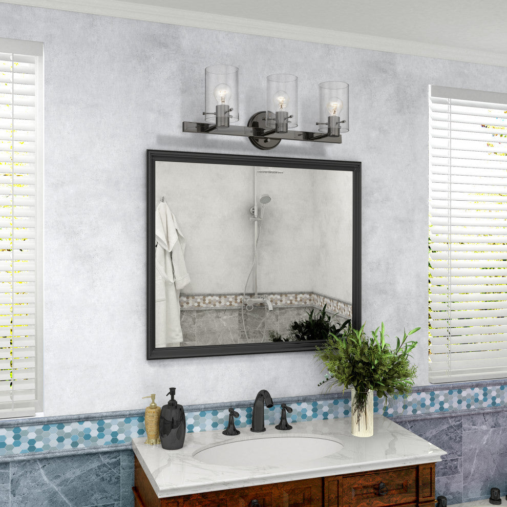 Munich 3 Light Black Chrome Vanity Sconce