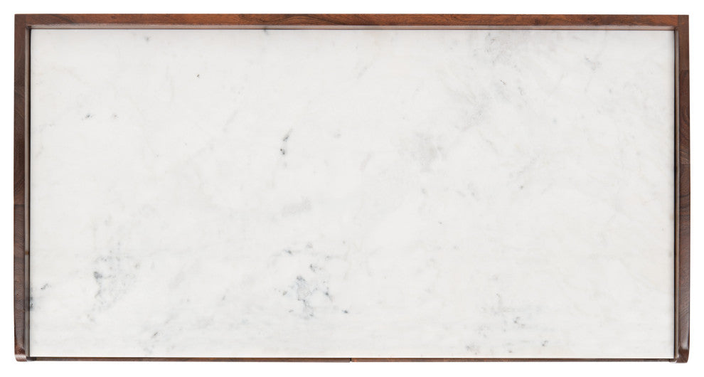 Safavieh Couture Milana Marble Bar Cabinet, Walnut/White