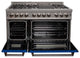 ZLINE 48" Dual Fuel Range, DuraSnow With Blue Matte Door RAS-BM-48