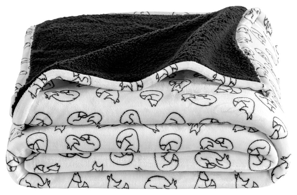 Fleece Sherpa Blanket, Feelin' Foxy, Twin/Twin XL