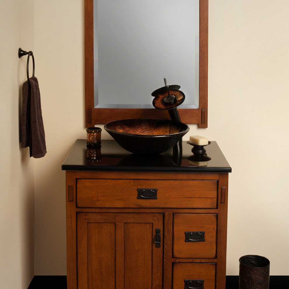 Novatto NOHP-G008 Sanguinello Orange Toned Hand Painted Glass Vessel Sink