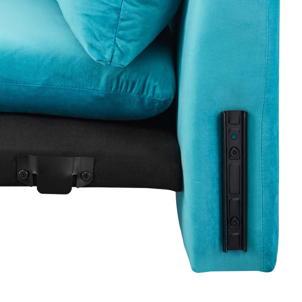 Armchair Accent Chair, Velvet, Blue, Modern, Living Lounge Hotel Hospitality