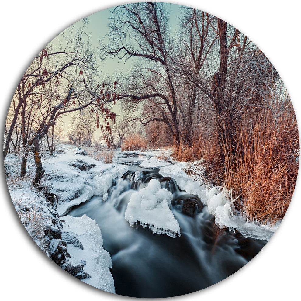Ukraine Winter Forest, Landscape Photo Round Wall Art, 11"