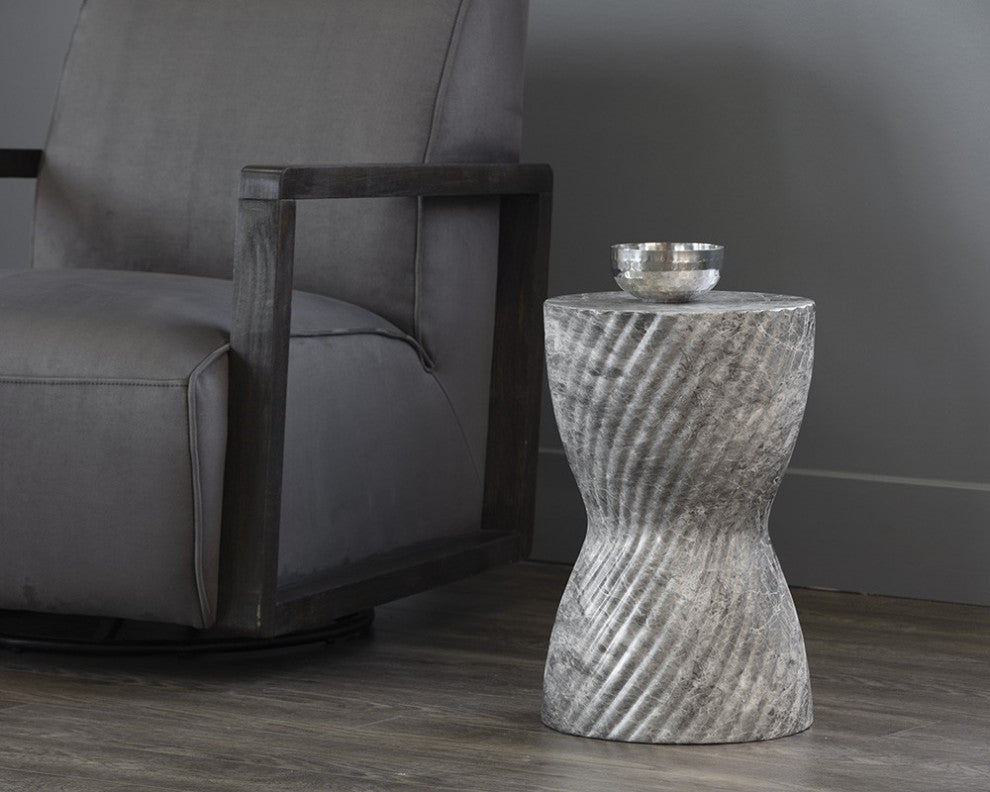 Cara End Table, Marble Look, Gray