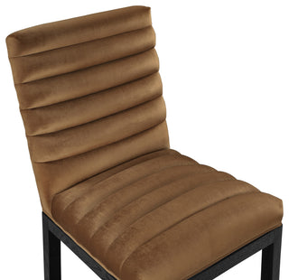 Evelyn Upholstered Dining Chair, Saddle, Velvet, Black Finish