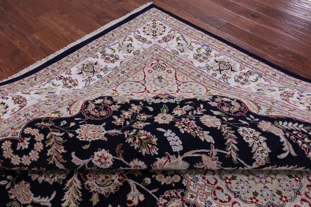 8' 11" X 12' 5" Wool & Silk Persian Nain Handmade Rug - Q14724