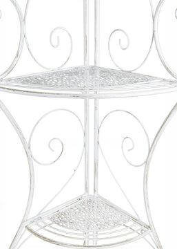 HomeRoots 16" X 3.5" X 67.5" Antique White Steel Corner Bakers Rack With Shelves