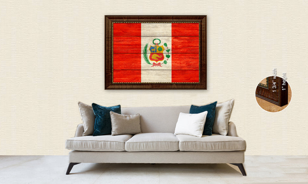 Philippines Country Textured Flag Print With Brown Gold Frame, 23"X33"