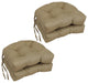 16" Spun Premium Outdoor U-Shaped Tufted Chair Cushions, Set of 4, Newfound Cafe