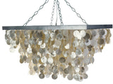 Rectangular Rain Drop Capiz Seashell Chandelier, Champagne