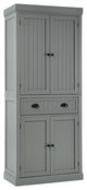 Traditional Pantry Cabinet, 2 Large Doors With Drawer & Pull Handles, Grey