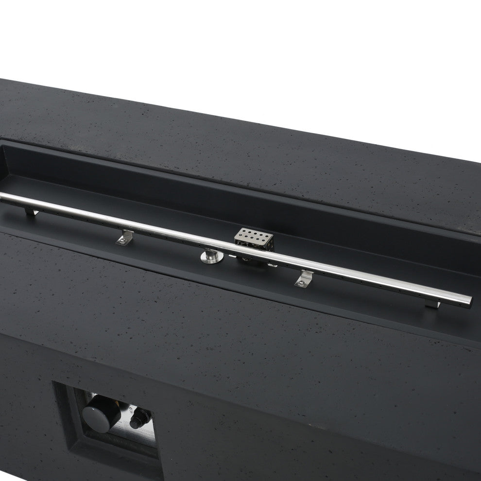 Hearth Outdoor 50,000 BTU Rectangular Fire Pit, No Tank Holder, Dark Gray, Ligh