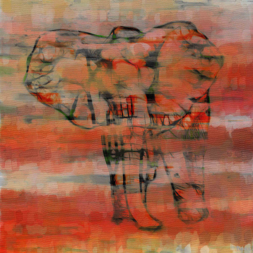 "Red Elephant" Print on Canvas, 40"x40"