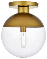 Eclipse 1 Light Flush Mount, Brass With Clear Glass