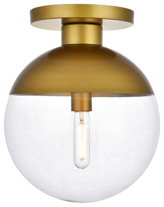 Eclipse 1 Light Flush Mount, Brass With Clear Glass