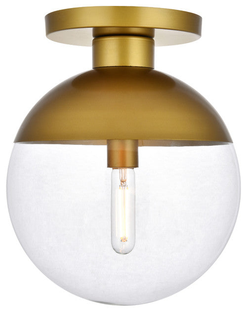 Eclipse 1 Light Flush Mount, Brass With Clear Glass