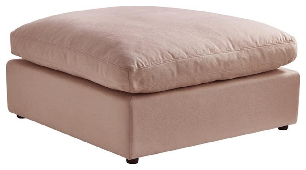Kaelynn Ottoman Pink Linen Upholstered