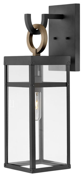 Hinkley Porter 22" Medium Outdoor LED Wall Mount Lantern, Black+Burnished Bronze
