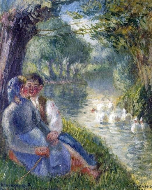 Camille Pissarro Lovers Seated at the Foot of a Willow Tree Wall Decal