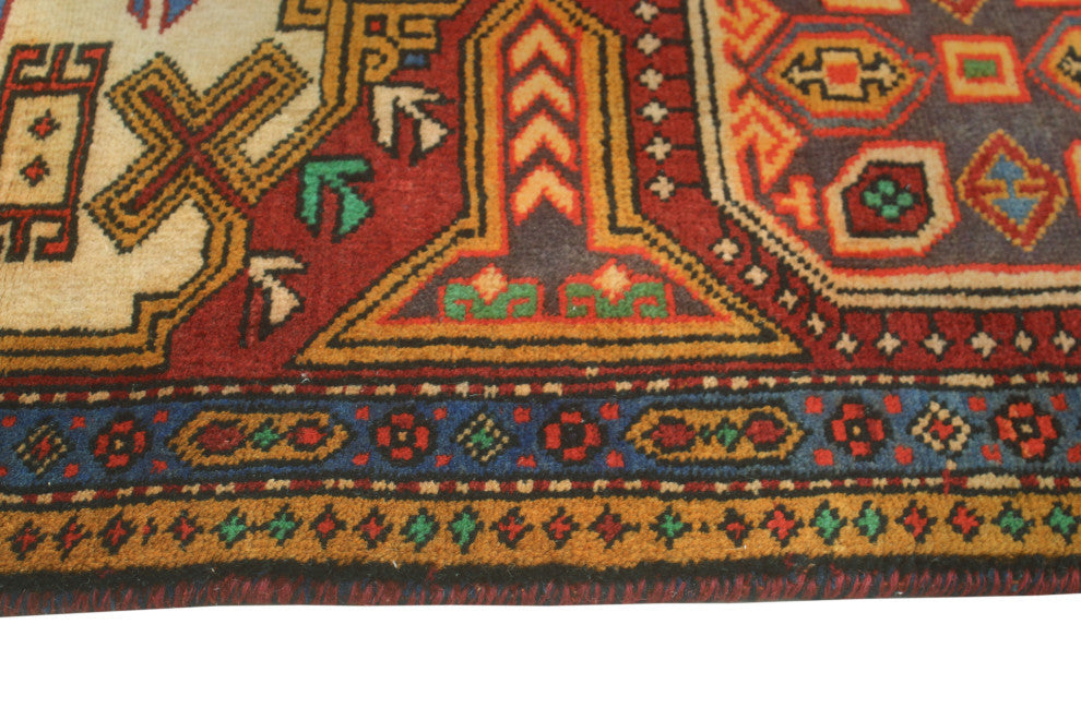 Fine Vintage Distressed Khandan Rust/Blue Runner, 3'7x8'8