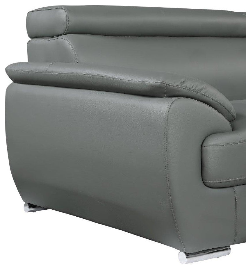 Nestore Premium Genuine Leather Match Loveseat Gray