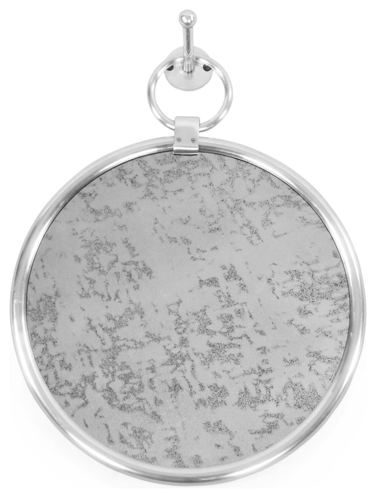 Round Wall Mirror In Antique Silver