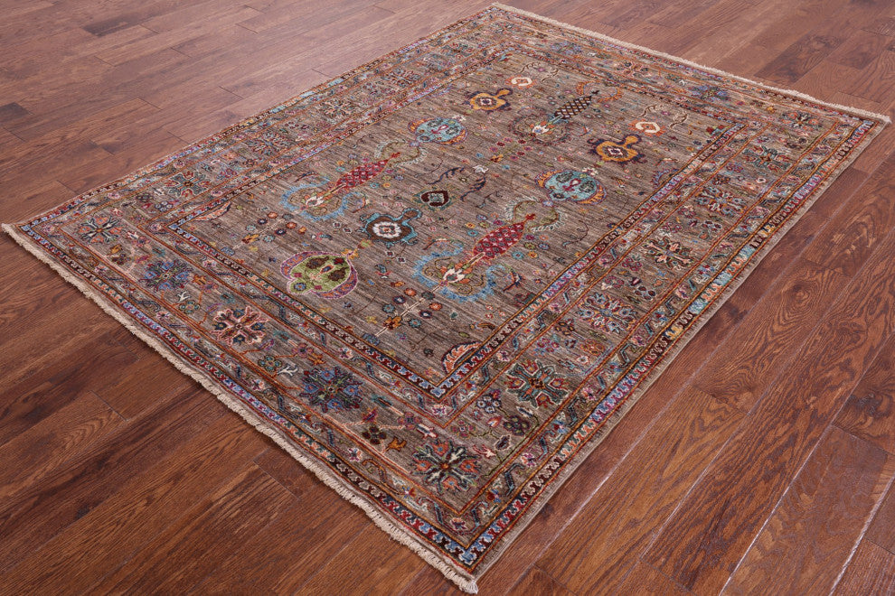 Persian Tabriz Handmade Wool Rug 4' 10" X 6' 5" Q5746