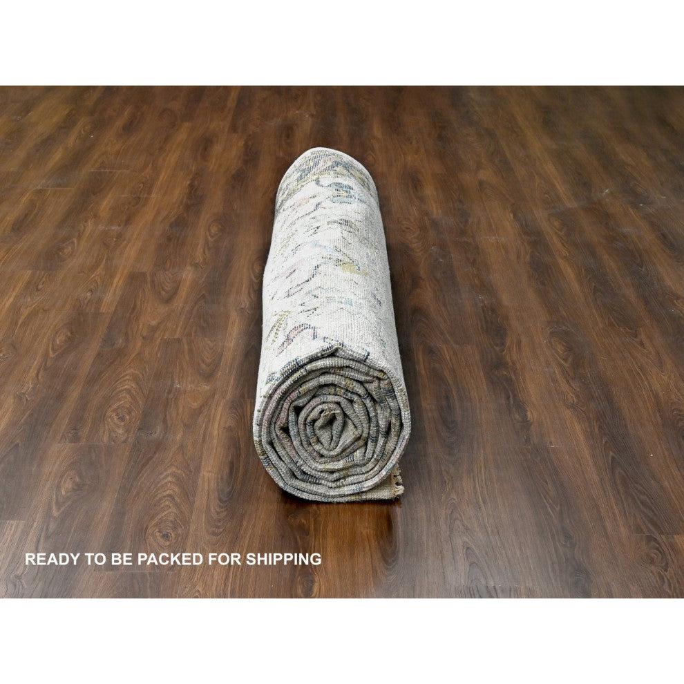 Ivory Oushak Supple Mahal Design Hand Knotted Oversize Oriental Rug  12'x17'9"