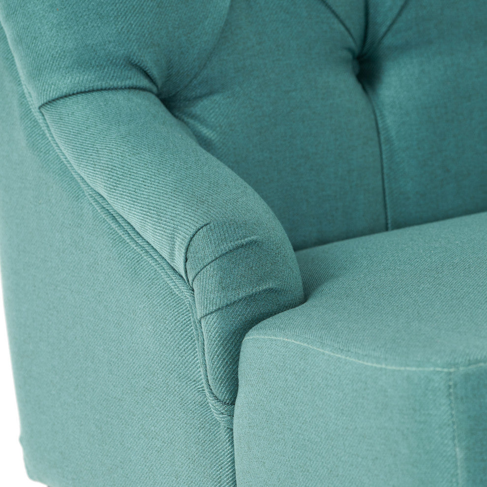 GDF Studio Nicoletta Tufted Fabric Settee Loveseat, Dark Teal