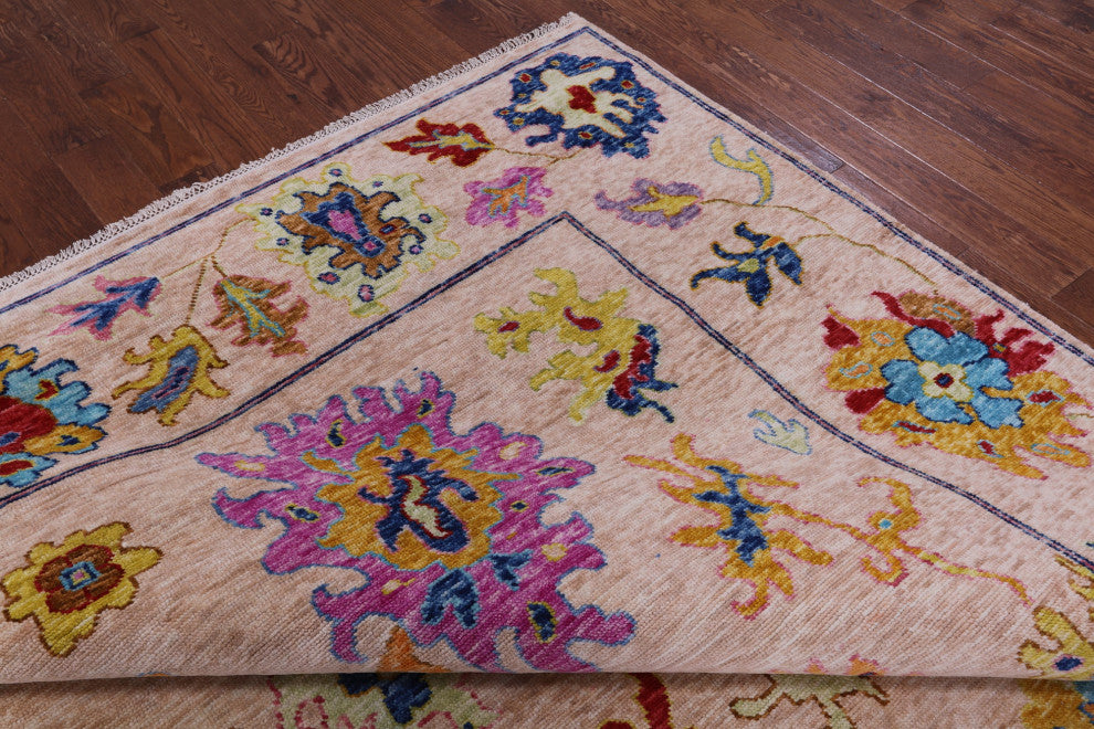 10' 1" X 13' 9" Hand Knotted Turkish Oushak Wool Rug - Q16112
