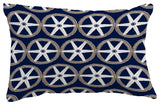 Nautical Geo Lines Geometric Print Pillow With Linen Texture, Navy, 14"x20"