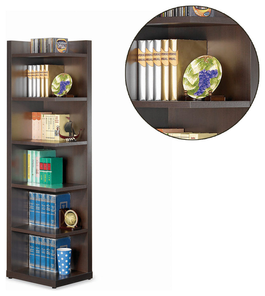 6-Tier Corner Bookcase, Cappuccino