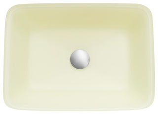 Glass Rectangular Vessel Bathroom Sink without Faucet, Matte White