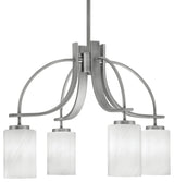 Cavella 4 Light, Downlight Chandelier, Graphite Finish, 4" White Marble Glass