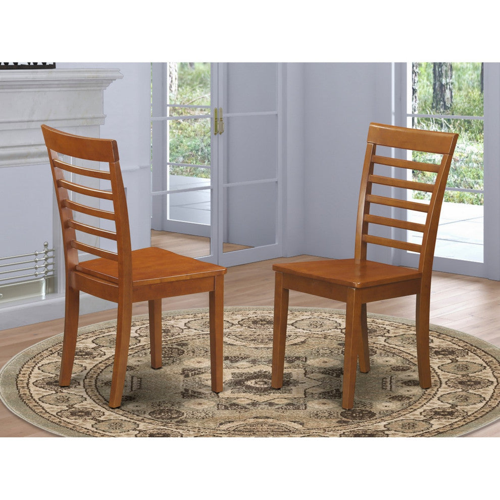 Milan Kitchen Chair With Wood Seat Saddle Brown Finish Set of 2