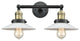 Halophane 2-Light Bath Vanity-Light, Black Antique Brass, Matte White Halophane