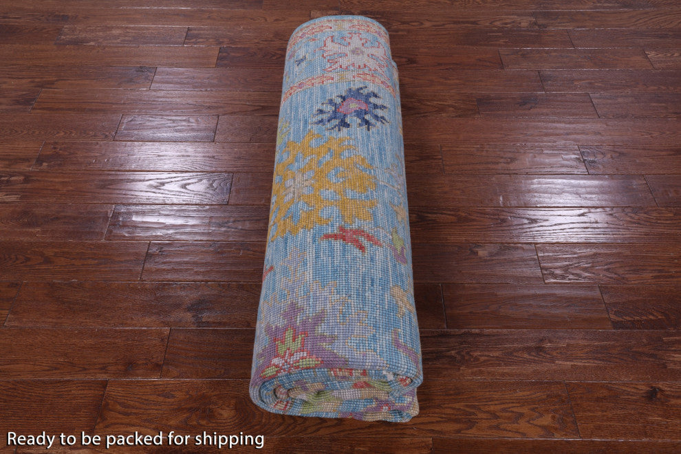 8' Square Handmade Turkish Oushak Wool Rug - Q13392