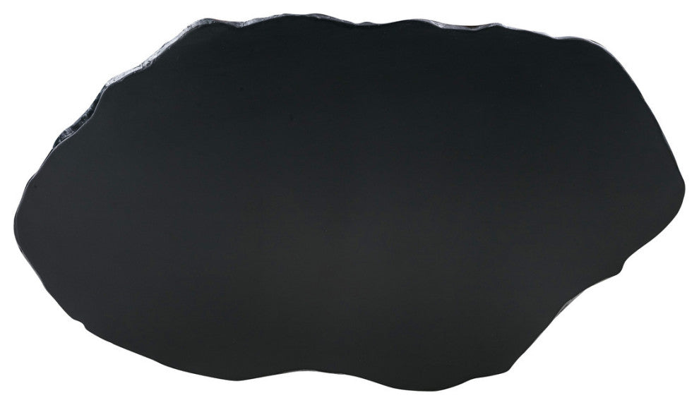Rock Coffee Table, Modern Concrete Cocktail Table 56", Black
