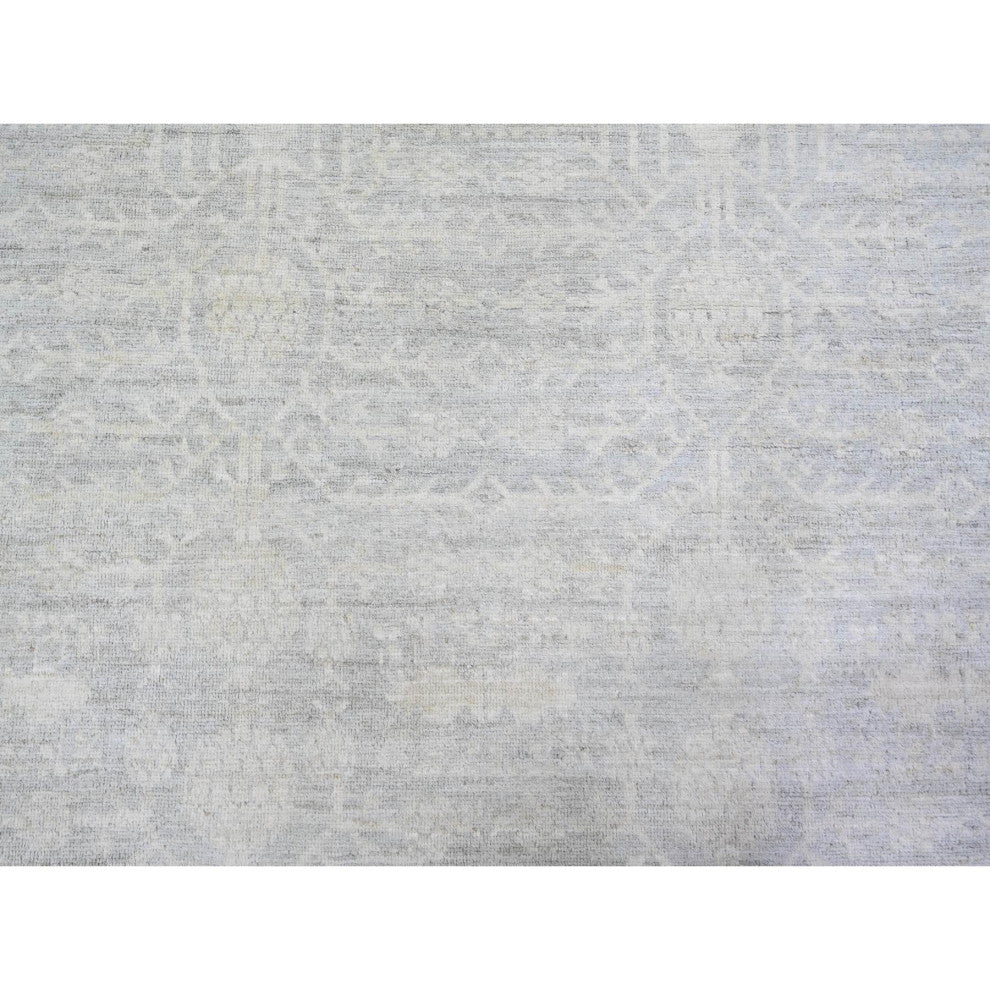 Marian Blue, Stone Washed Peshawar Wool Hand Knotted Oriental Rug, 12'x14'3"