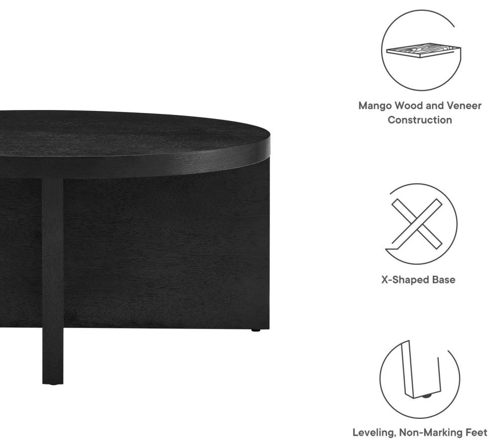 Silas Round Mango Wood Coffee Table - Black