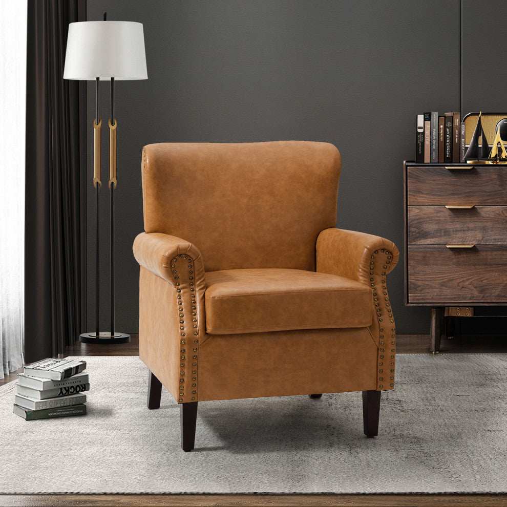 Jose Vegan Leather Armchair, Camel