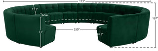 Limitless Velvet Upholstered 14-Piece Modular Sectional, Green