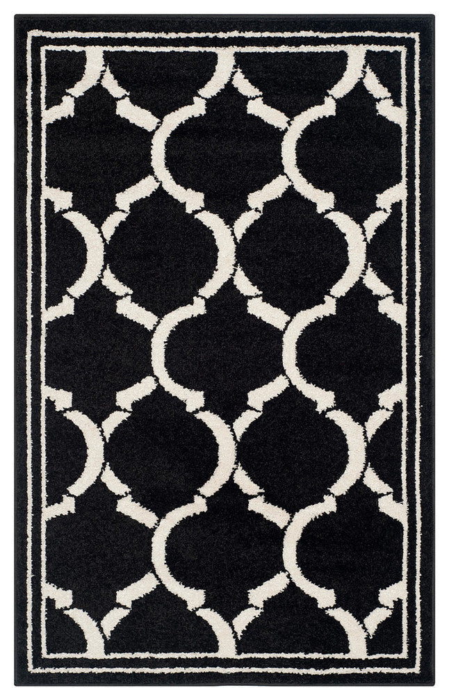 Safavieh Amherst Amt415G Outdoor Rug, Anthracite/Ivory, 9'0" X 12'0"