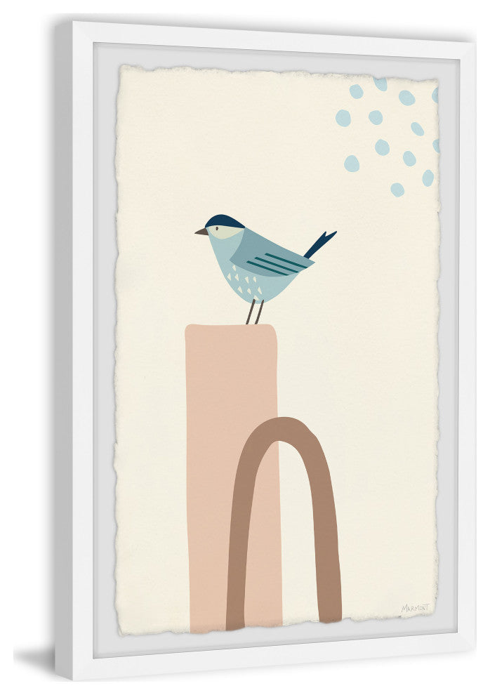 "Bird on Pillar" Framed Painting Print, 30x45