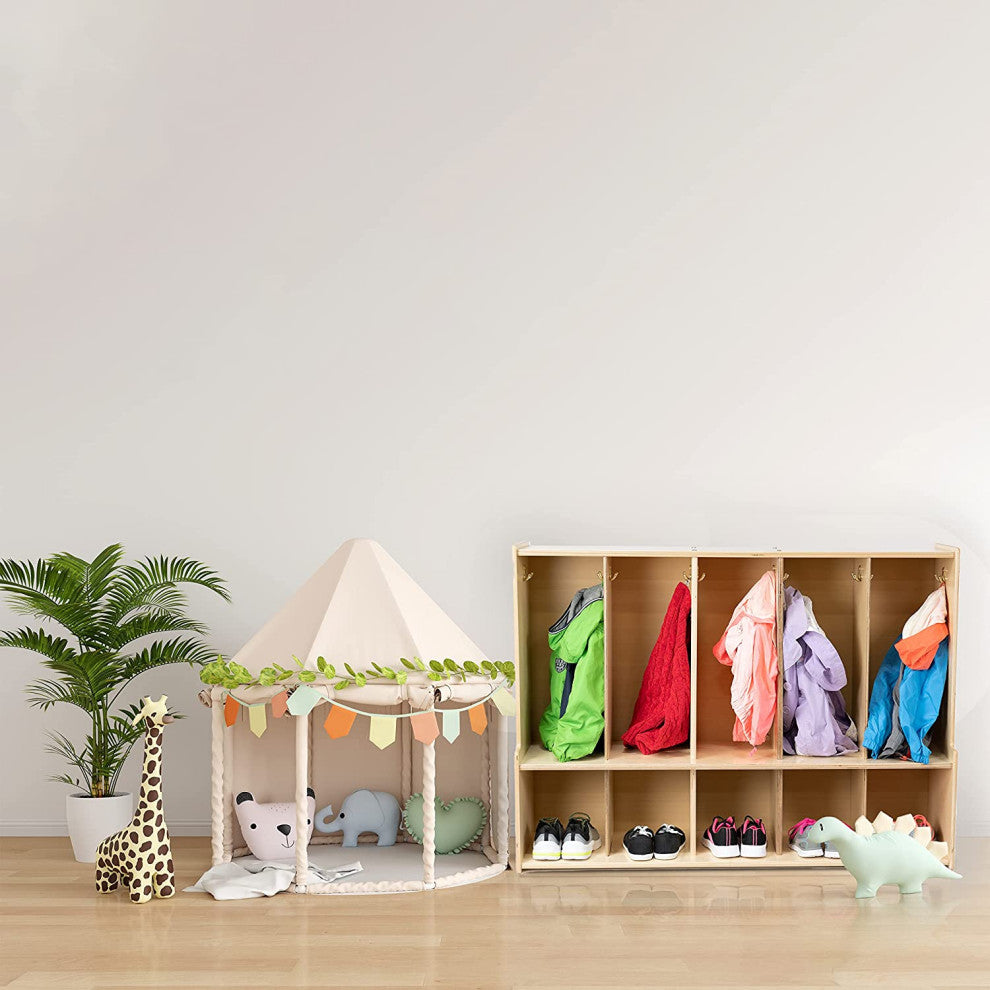 5 Section Locker and Bench Cubby Storage Organizer
