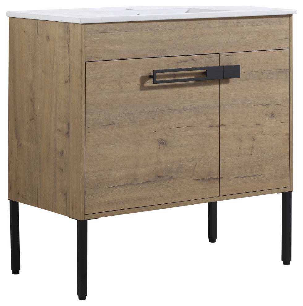 BNK 36 Inch Freestanding Bathroom Vanity With Sink, With Soft Close Doors, Imitative Oak
